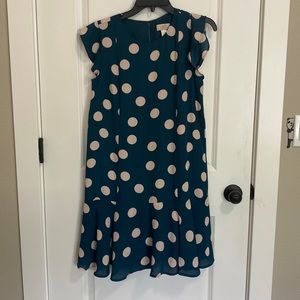 Loft Outlet Polka dot dress pleated hem women's S